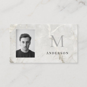 Pearl Marble Masculine photo qrcode Business Card