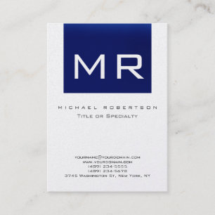 Pearl Monogram Blue Striped Clean Business Card
