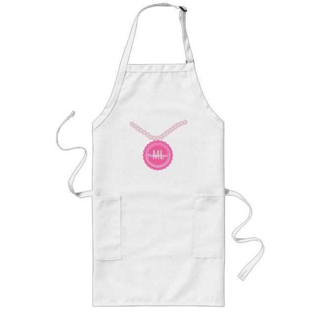 Pearl Necklaces Lace Medallion Any Colour Long Apron (Front)