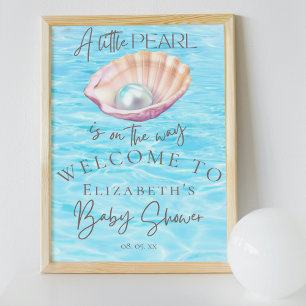 Pearl On the Way Seashell Baby Shower Welcome Poster