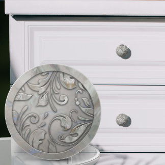Pearl Ornamental Scrollwork Ceramic Knob