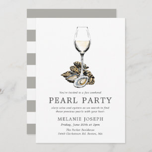 Pearl Party Peach Stripes Invitation