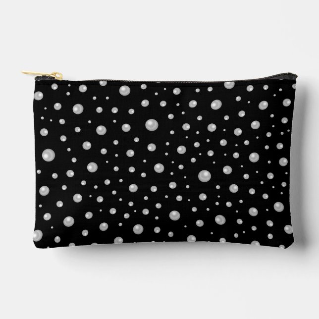 Pearl Pattern on Black Background Accessory Pouch (Front)
