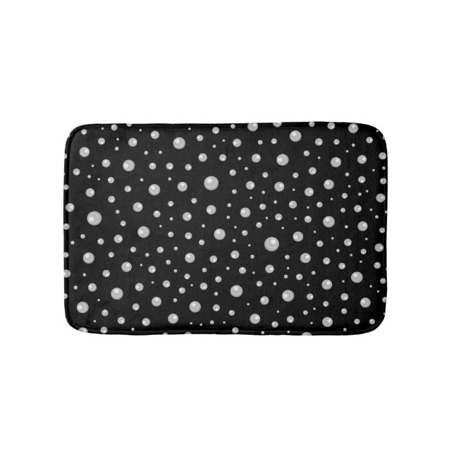 Pearl Pattern on Black Background Bath Mat (Front)