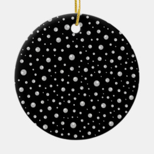 Pearl Pattern on Black Background Ceramic Tree Decoration