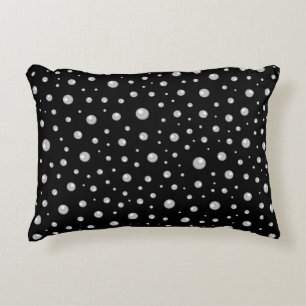 Pearl Pattern on Black Background Decorative Cushion