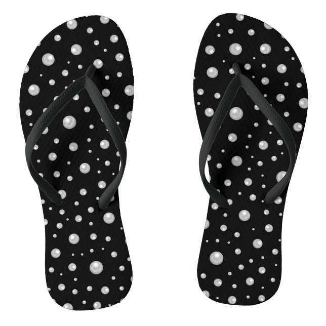 Pearl Pattern on Black Background Jandals (Footbed)