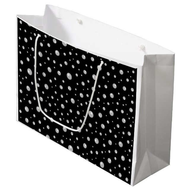 Pearl Pattern on Black Background Large Gift Bag (Front Angled)