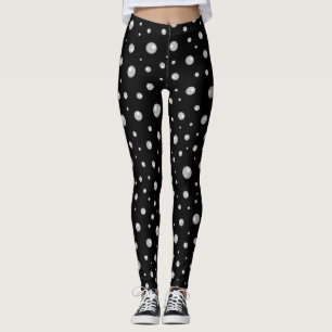 Pearl Pattern on Black Background Leggings