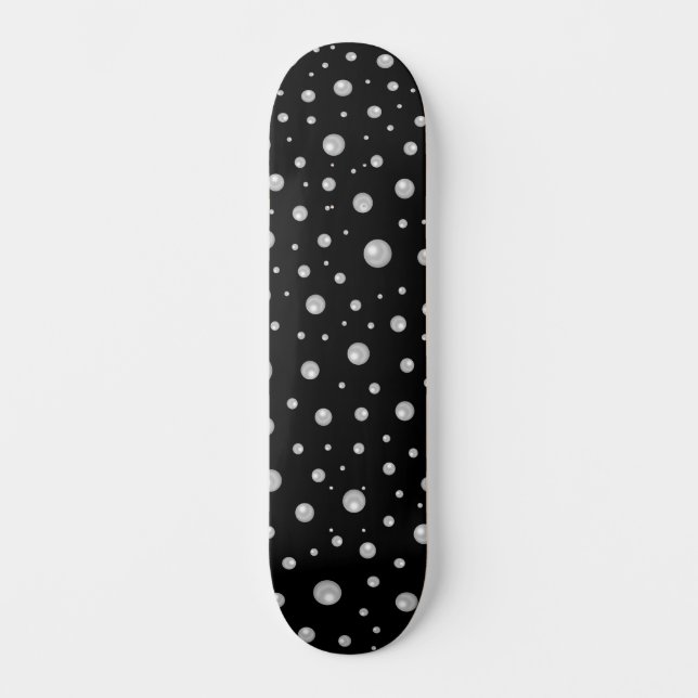 Pearl Pattern on Black Background Skateboard (Front)