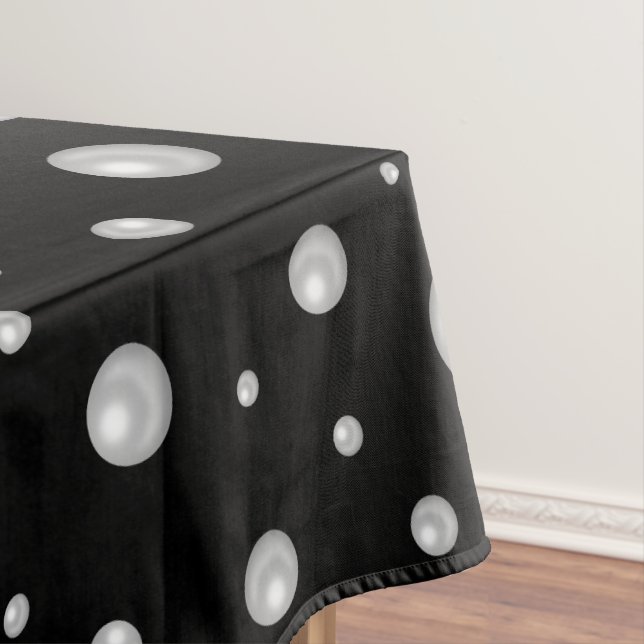 Pearl Pattern on Black Background Tablecloth (In Situ)