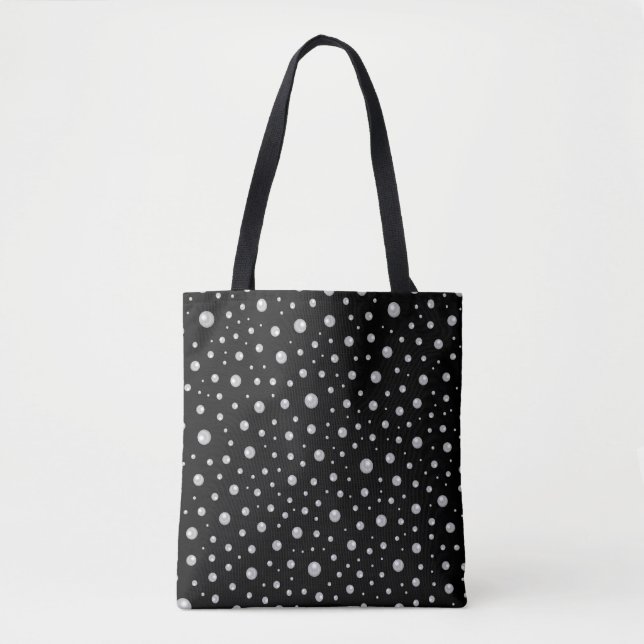 Pearl Pattern on Black Background Tote Bag (Front)