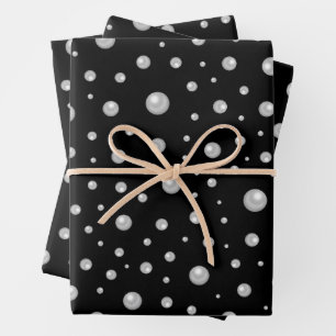 Pearl Pattern on Black Background Wrapping Paper Sheet