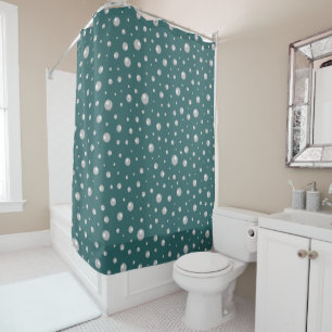 Pearl Pattern on Transformative Teal Background Shower Curtain