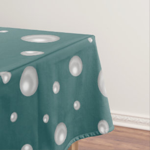 Pearl Pattern on Transformative Teal Background Tablecloth
