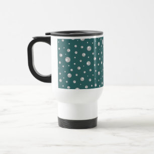Pearl Pattern on Transformative Teal Background Travel Mug