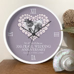 Pearl photo heart 30th wedding anniversary custom  clock<br><div class="desc">Pearl heart wedding anniversary clock personalise with your own couples photo, year of marriage, and names or relationship to you. The example reads Mr & Mrs Robinson 30th Pearl Wedding Anniversary and your marriage and current date. Other matching items and clock face number styles are available. Pearl beaded heart effect...</div>