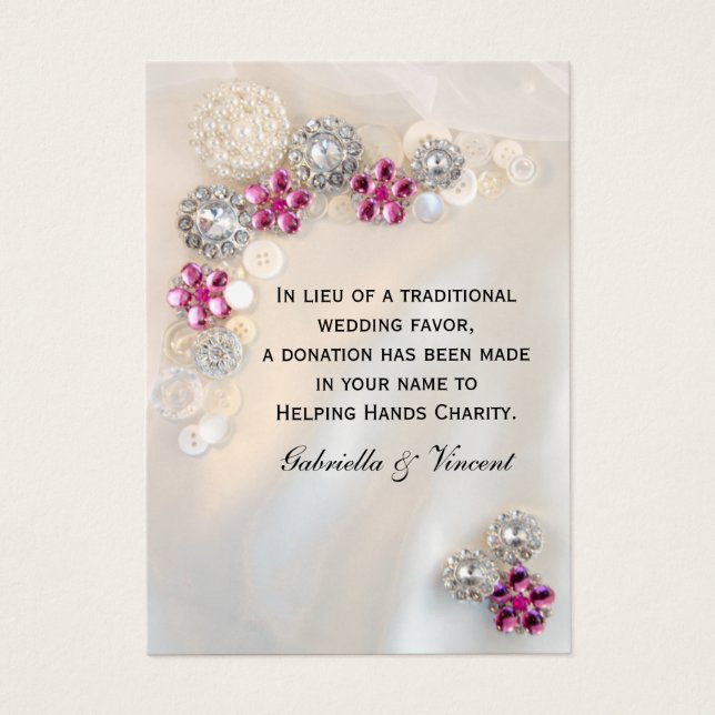 Pearl Pink Diamond Buttons Wedding Charity Favor (Front)