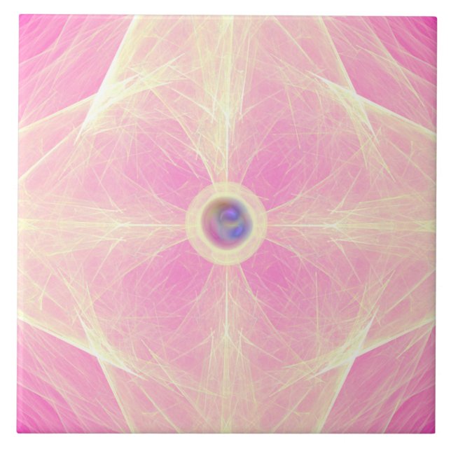 Pearl Pink in Vintage Lace Pattern Ceramic Tile (Front)