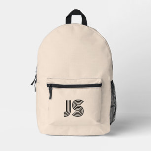 Pearl Pink neutral monogram simple minimalist Printed Backpack