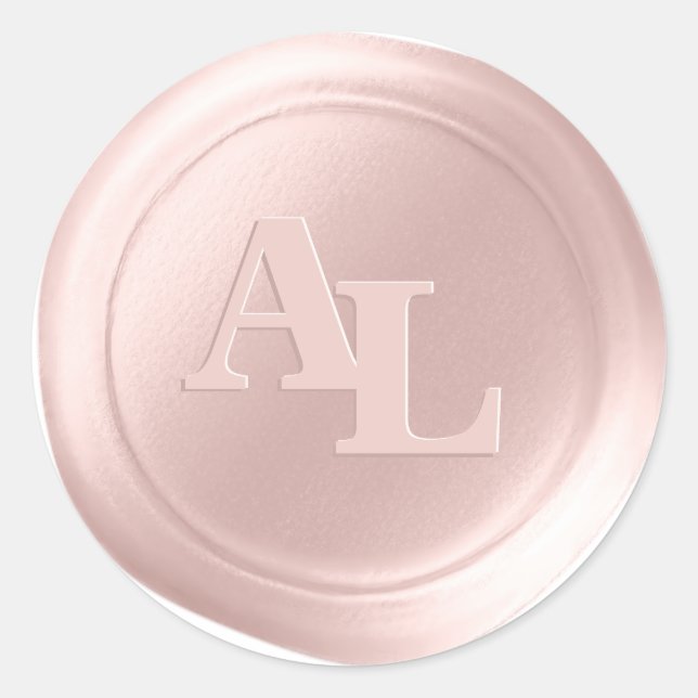 Pearl Pink Wax Seal Monogram Wedding Stickers (Front)