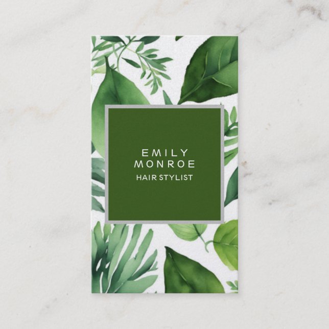 Pearl Plain Modern Minimalist Floral Greenery Business Card (Front)
