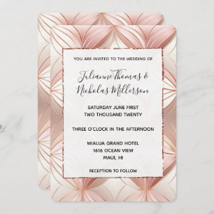 Pearl Rose Gold Abstract Wedding Invitation