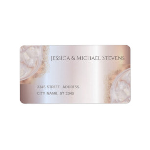 Pearl rose gold marble agate calligraphy metallic label