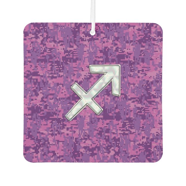 Pearl Sagittarius Zodiac Sign Fuchsia Digital Camo Car Air Freshener (Front)