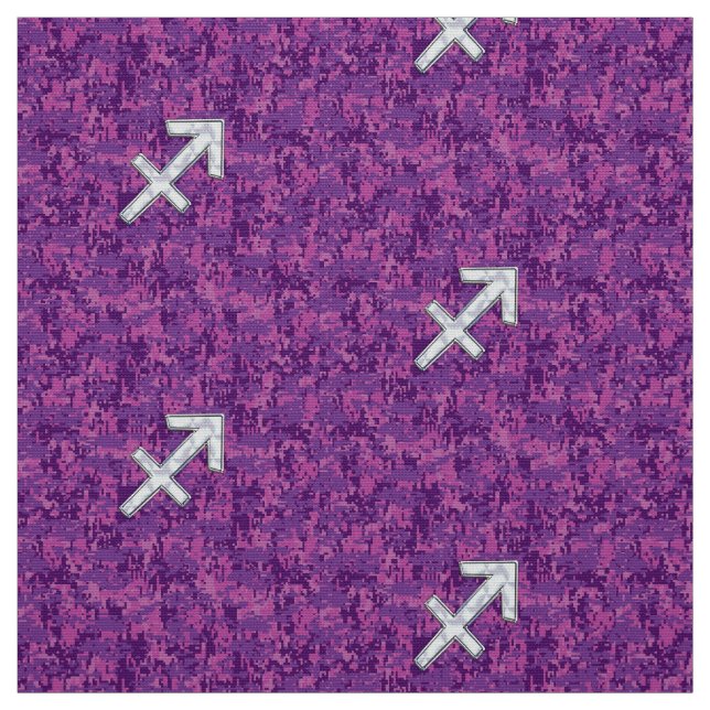 Pearl Sagittarius Zodiac Sign Fuchsia Digital Camo Fabric (Swatch)
