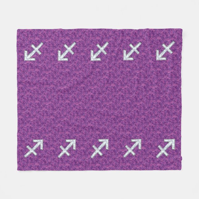 Pearl Sagittarius Zodiac Sign Fuchsia Digital Camo Fleece Blanket (Front (Horizontal))