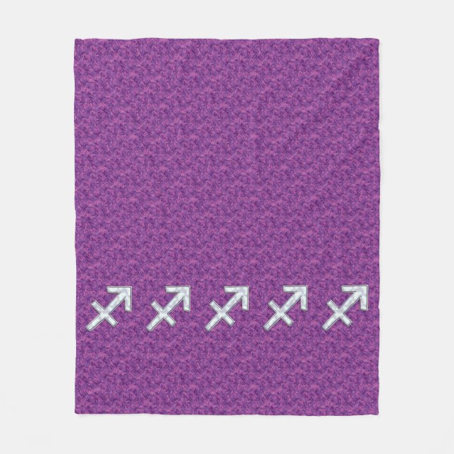 Pearl Sagittarius Zodiac Sign Fuchsia Digital Camo Fleece Blanket (Front)