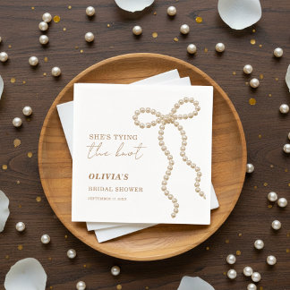 Pearl She's Tying the Knot Bow Bridal Shower Napkin