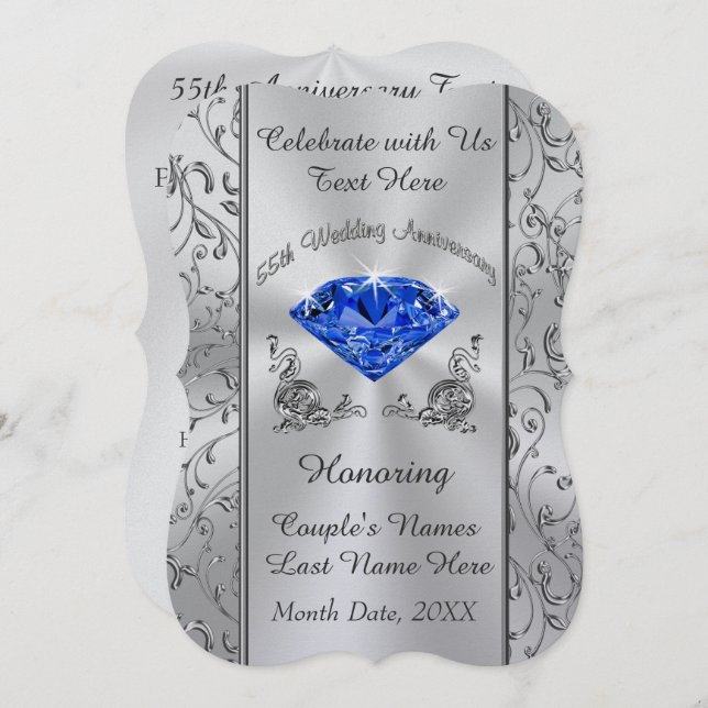 Pearl Shimmer 65th Wedding Anniversary Invitations (Front/Back)