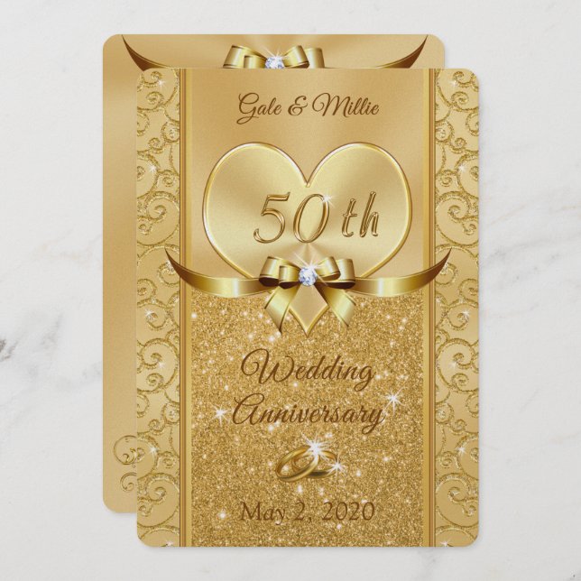 Pearl Shimmer Golden Anniversary Invitations (Front/Back)