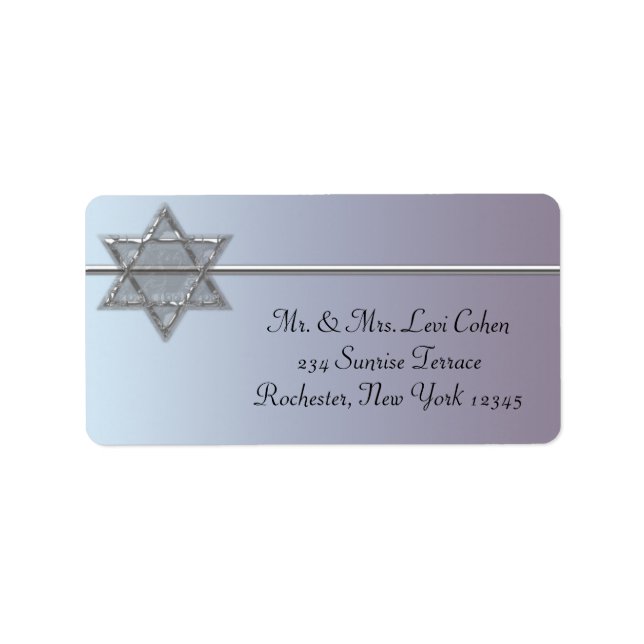 Pearl Silver Star of David Address Labels (Front)