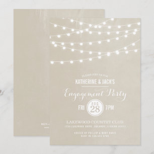 Pearl String Lights Engagement Party Invitation