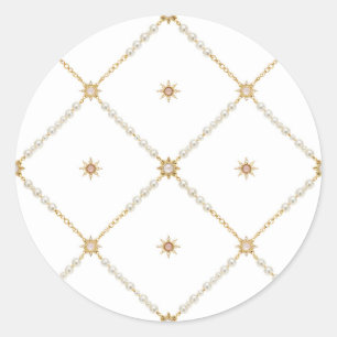 Pearl Sunburst Lattice Jewelry Pattern Classic Round Sticker