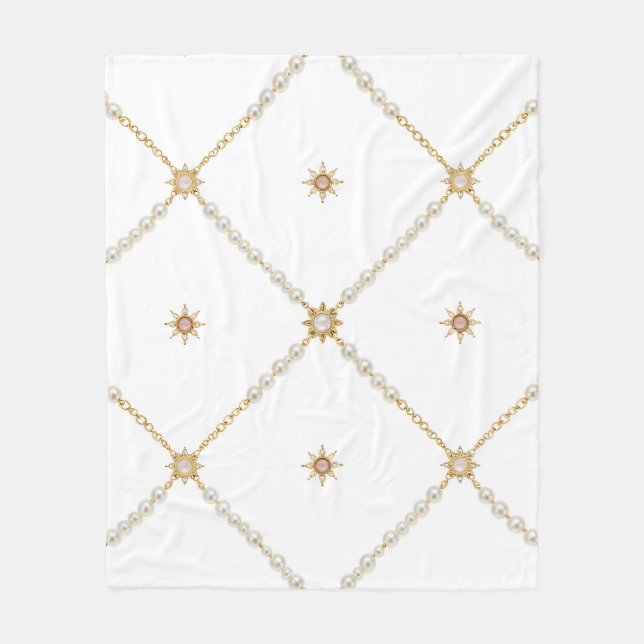 Pearl Sunburst Lattice Jewelry Pattern Fleece Blanket (Front)