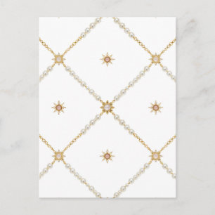 Pearl Sunburst Lattice Jewelry Pattern Postcard