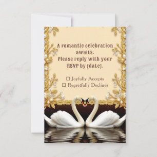 Pearl Swan Wedding Guest RSVP Card