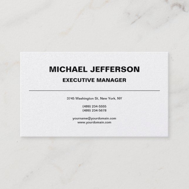 Pearl Trendy Modern Elegant Simple Black White Business Card (Front)