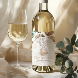 Pearl Under The Sea You Soon Girl Baby Shower Wine Label