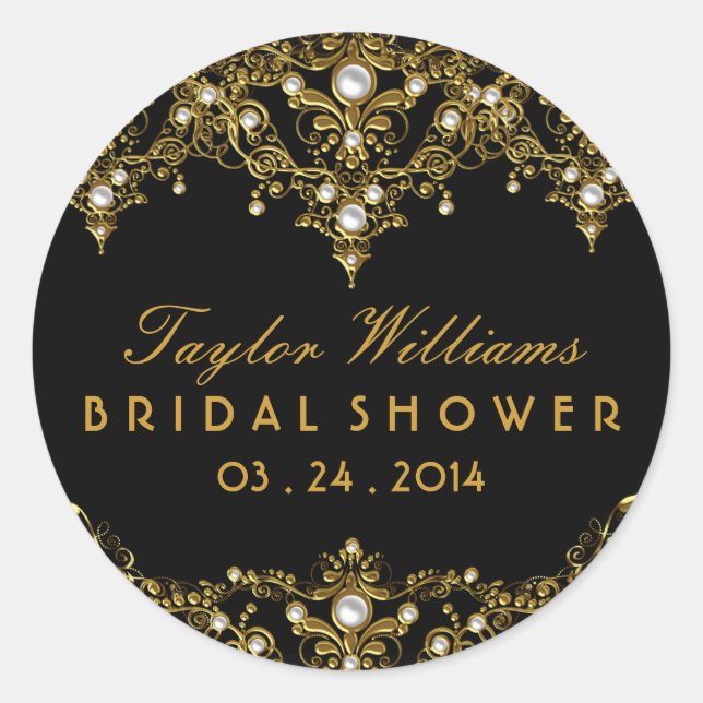 Pearl Vintage Glamour Bridal Shower Sticker (Front)