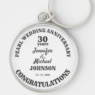 Pearl Wedding 30 Years Anniversary Commemorative Key Ring