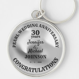 Pearl Wedding 30 Years Anniversary Commemorative Key Ring