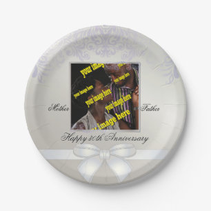 Pearl Wedding Anniversary 30th White Disposable Paper Plate