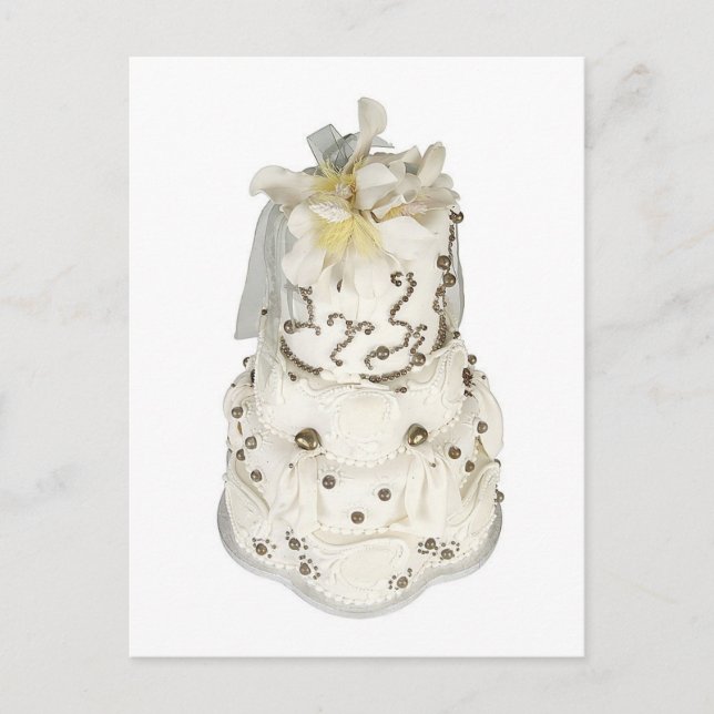 Pearl Wedding Cake Save The Date Card (Front)