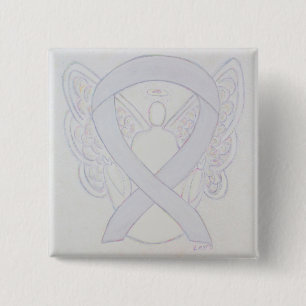 Pearl White Angel Awareness Ribbon Custom Pin