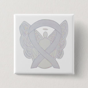 Pearl White Angel Awareness Ribbon Custom Pin